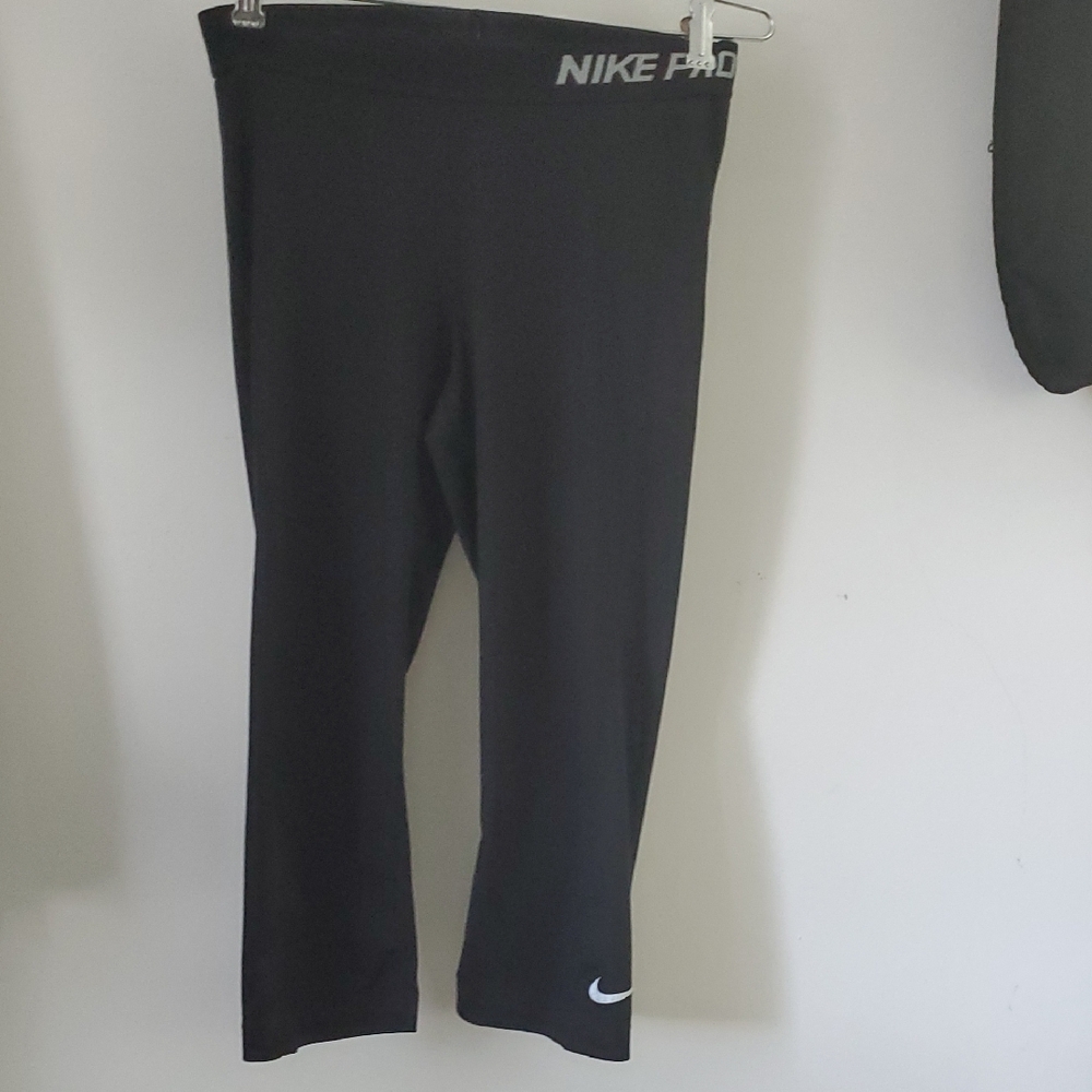 Nike Pro  Black Leggings with White Accents
